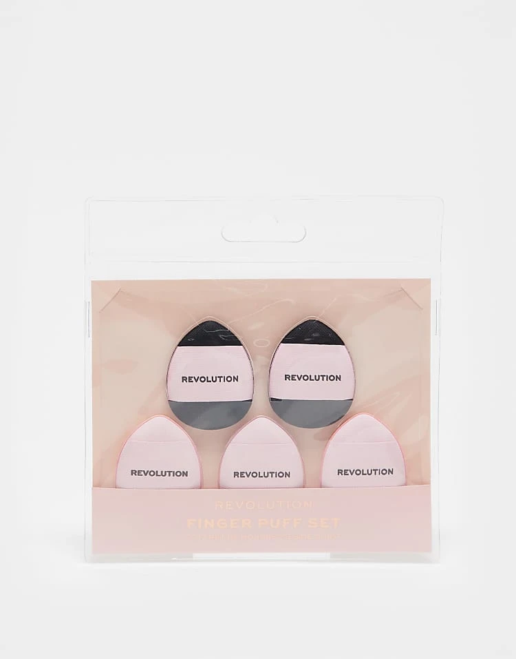 Revolution 5pk Mini Finger Puff Set For Unisex Pink/black 1 Revolution 5pk Mini Finger Puff Set For Unisex Pink/black